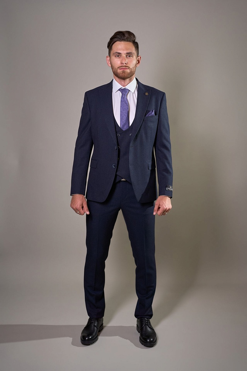 Костюм мужской классический тройка синий меланж Simoni 9005 цв. СИНИЙ