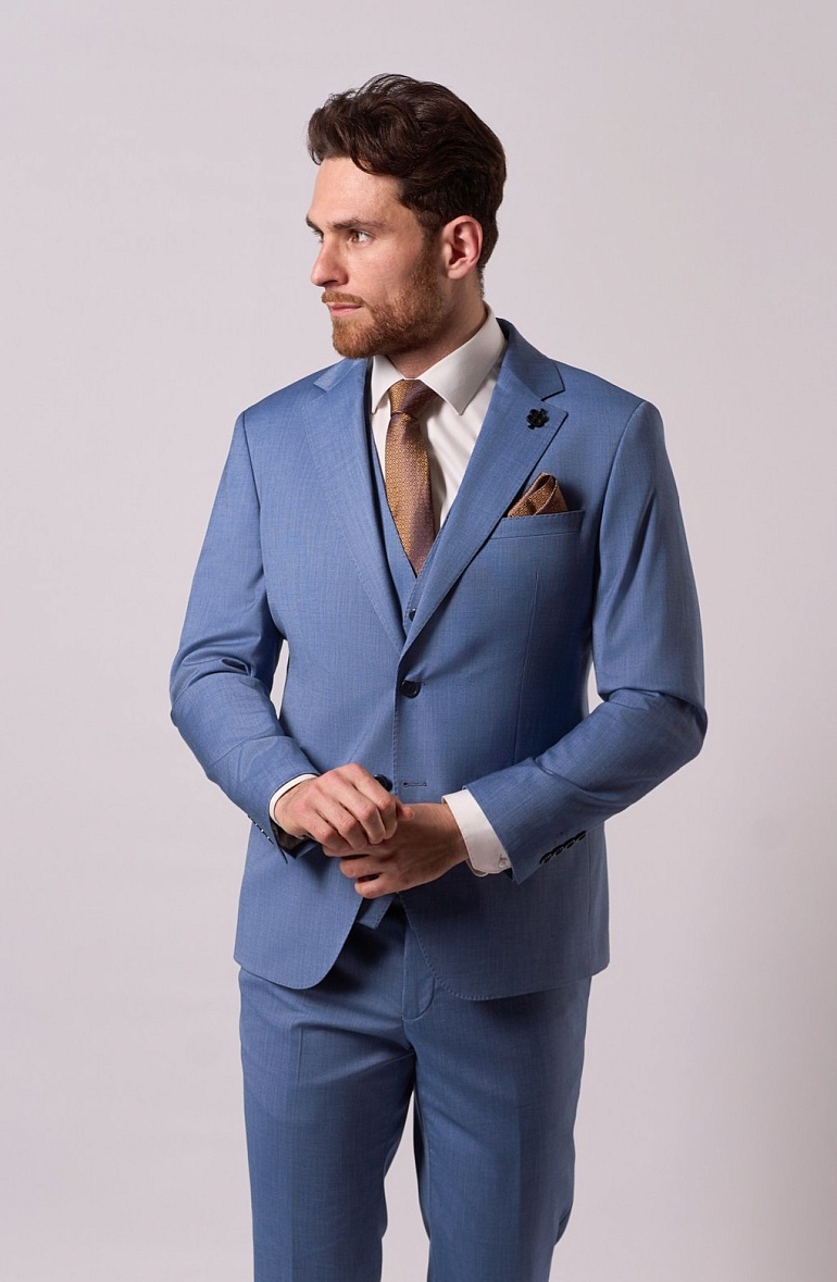 Костюм мужской классический тройка синий однотонный Belfor BF24WYT01184 Синий
