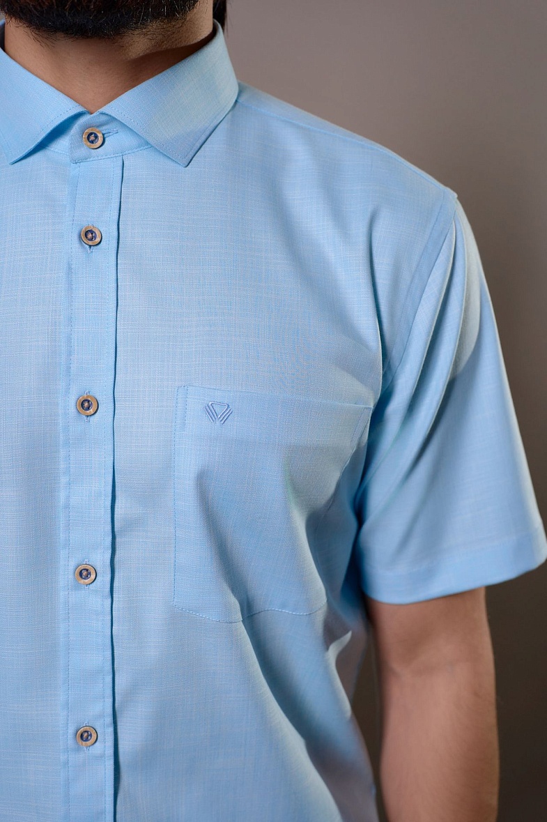 Рубашка мужская короткий рукав голубой VESTER 73318 цв. 10