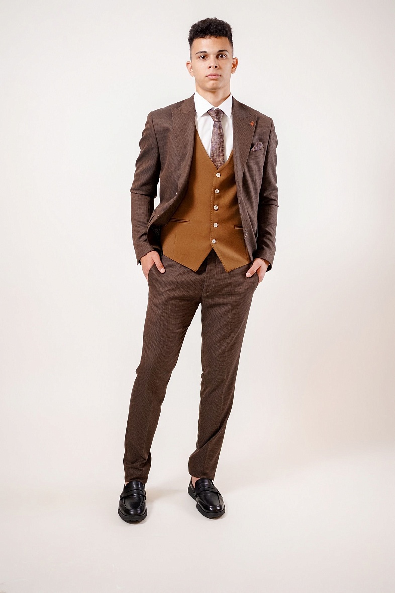 Костюм мужской   коричневый фактурный no brand 45262