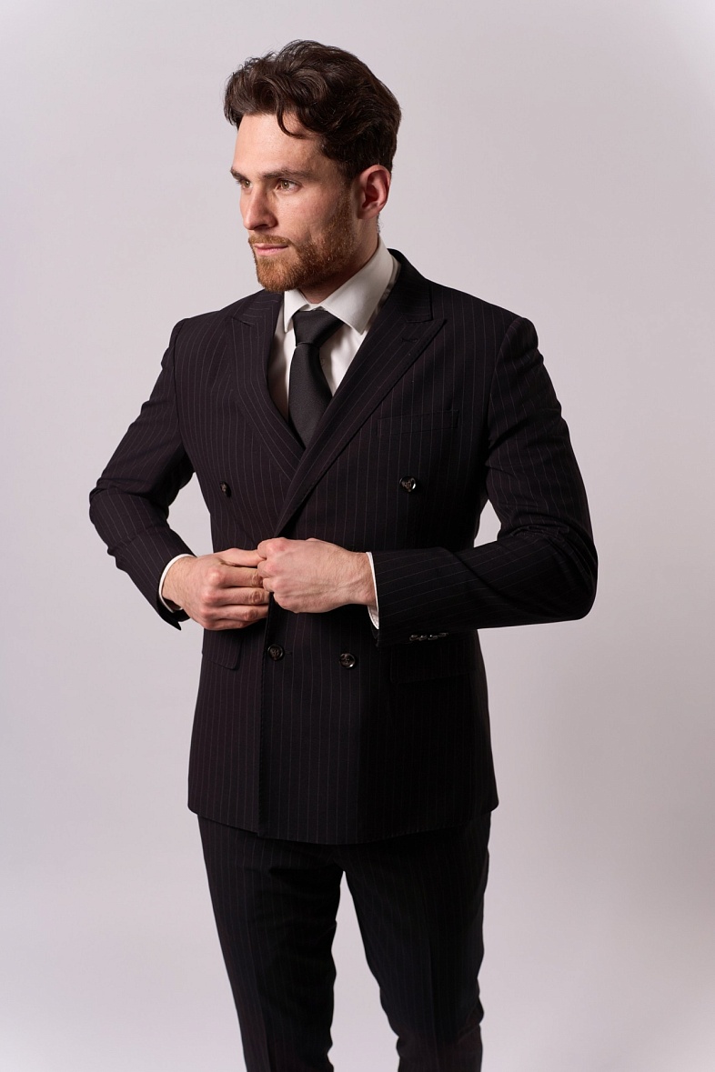 Костюм мужской классический двойка черный в полоску Adam Soul 185\20 ZMUZ\Sh
