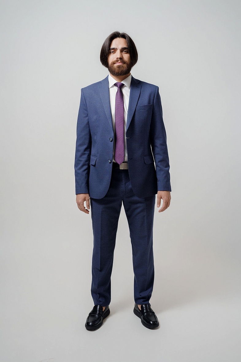 Костюм мужской   синий в клетку TRUVOR 2802V 339 тк.СПО39331