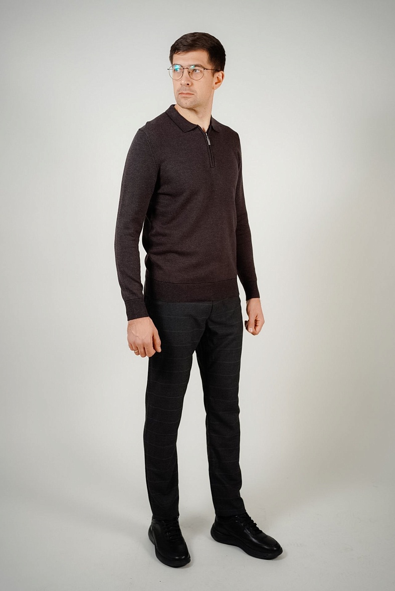 Джемпер поло GROSTYLE цвет коричневый, синий GROSTYLE 035085