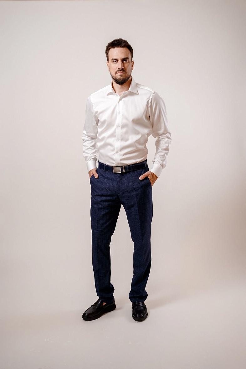 Брюки мужские классические со стрелками синий CLAUDE 309 Денди