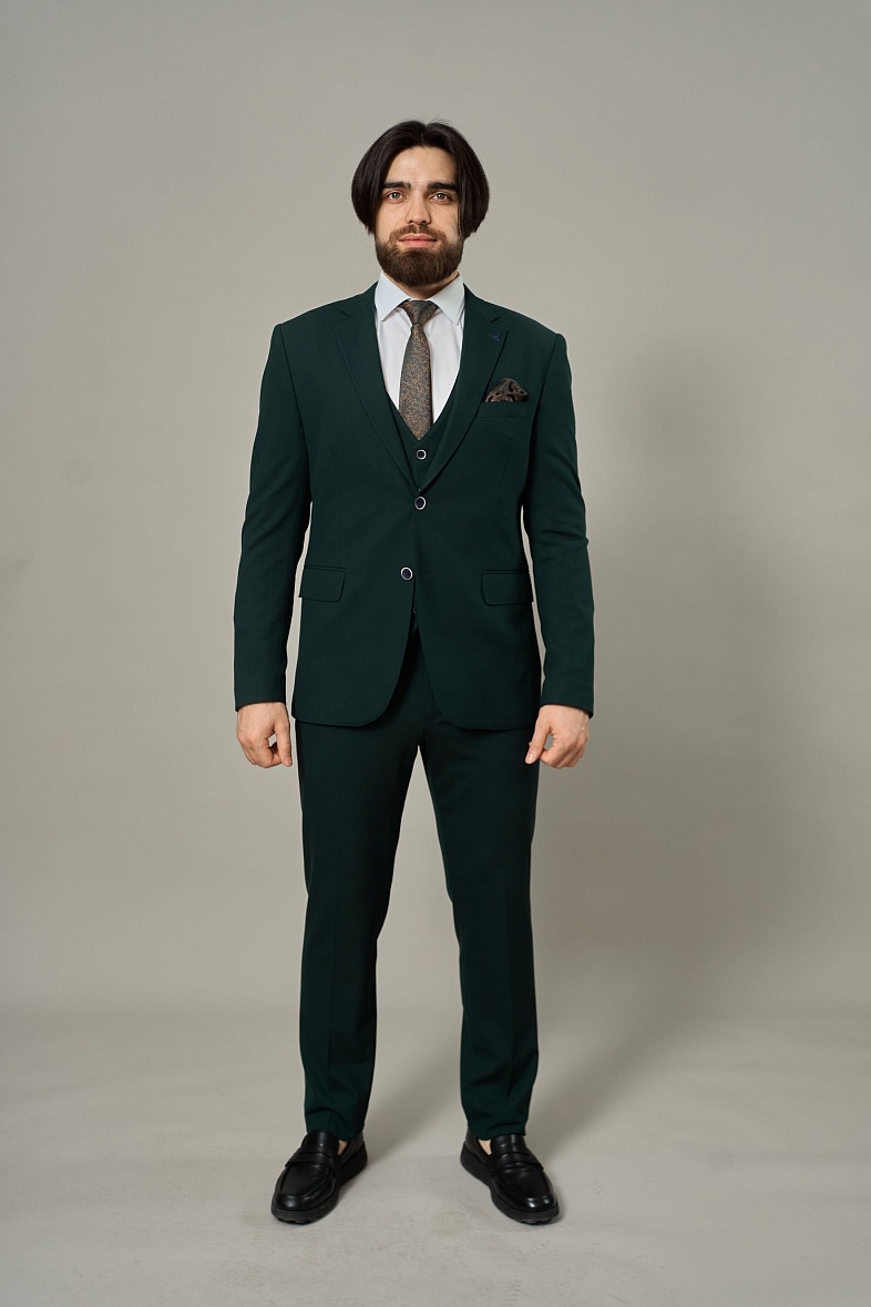Костюм мужской классический тройка зелёный однотонный SMART MEN 45333 ц. зеленый