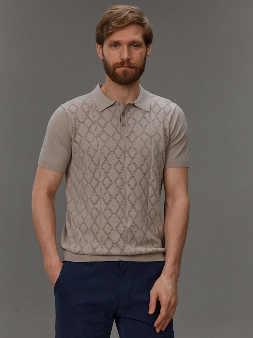 Поло мужское Р102 цвет бежевый DTMD (DORTMUND) ASPEN