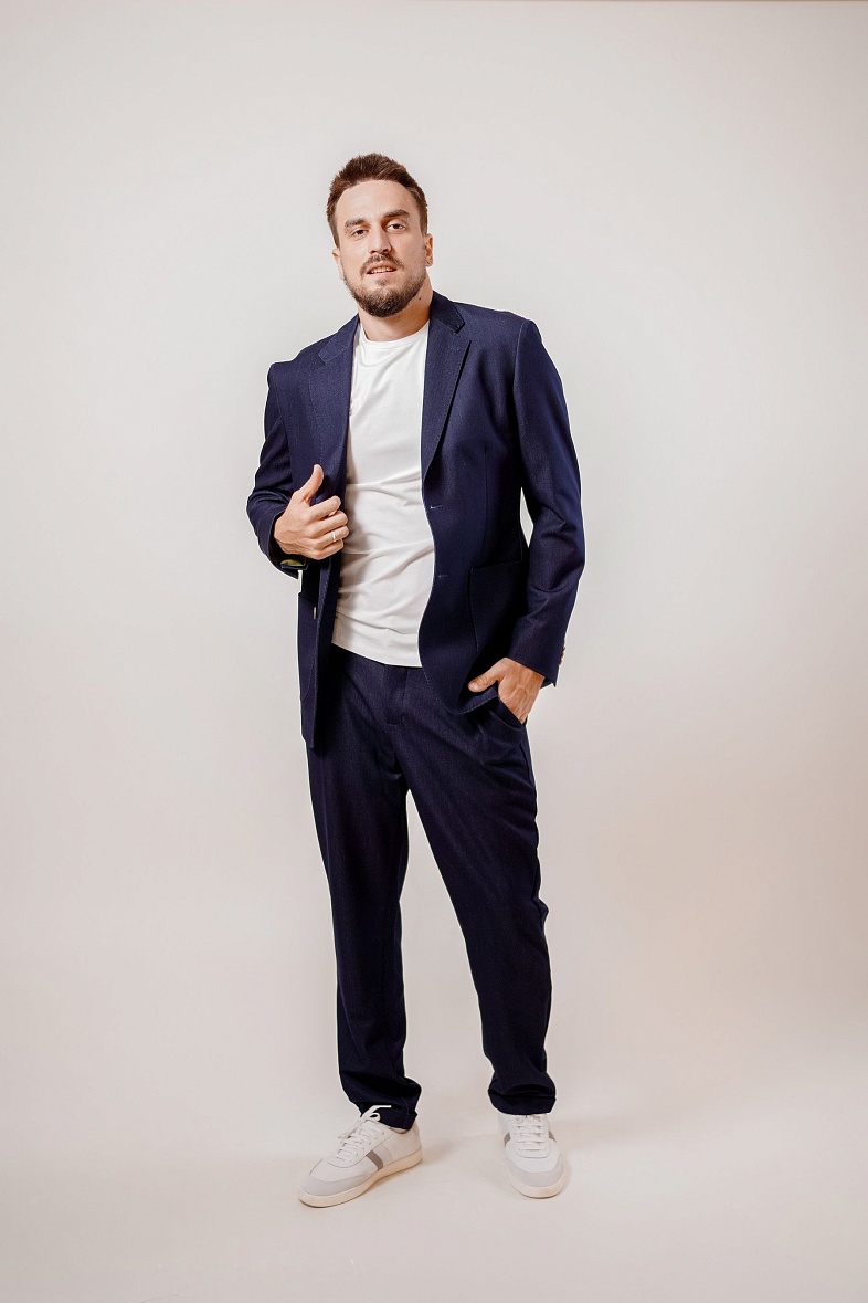 Пиджак мужской   синий меланж Adam Soul 6277\6