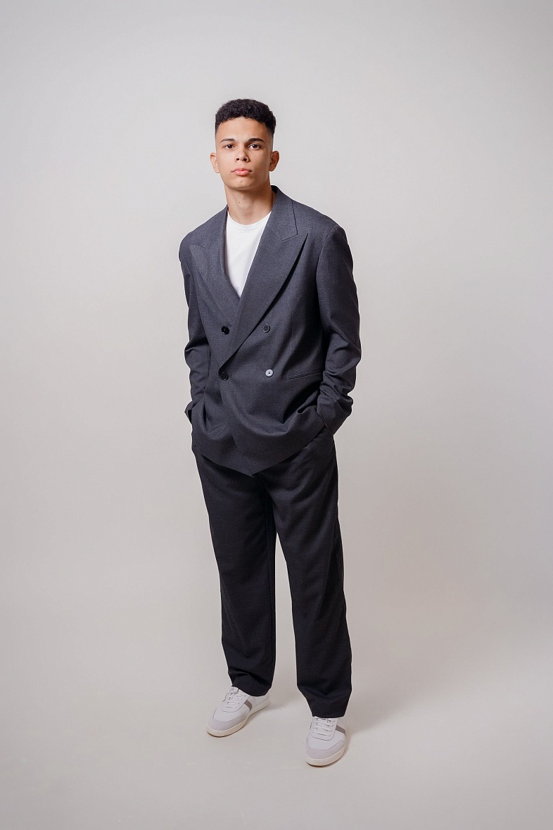 Пиджак мужской   серый однотонный Adam Soul Oversize Grey2 Od\BB