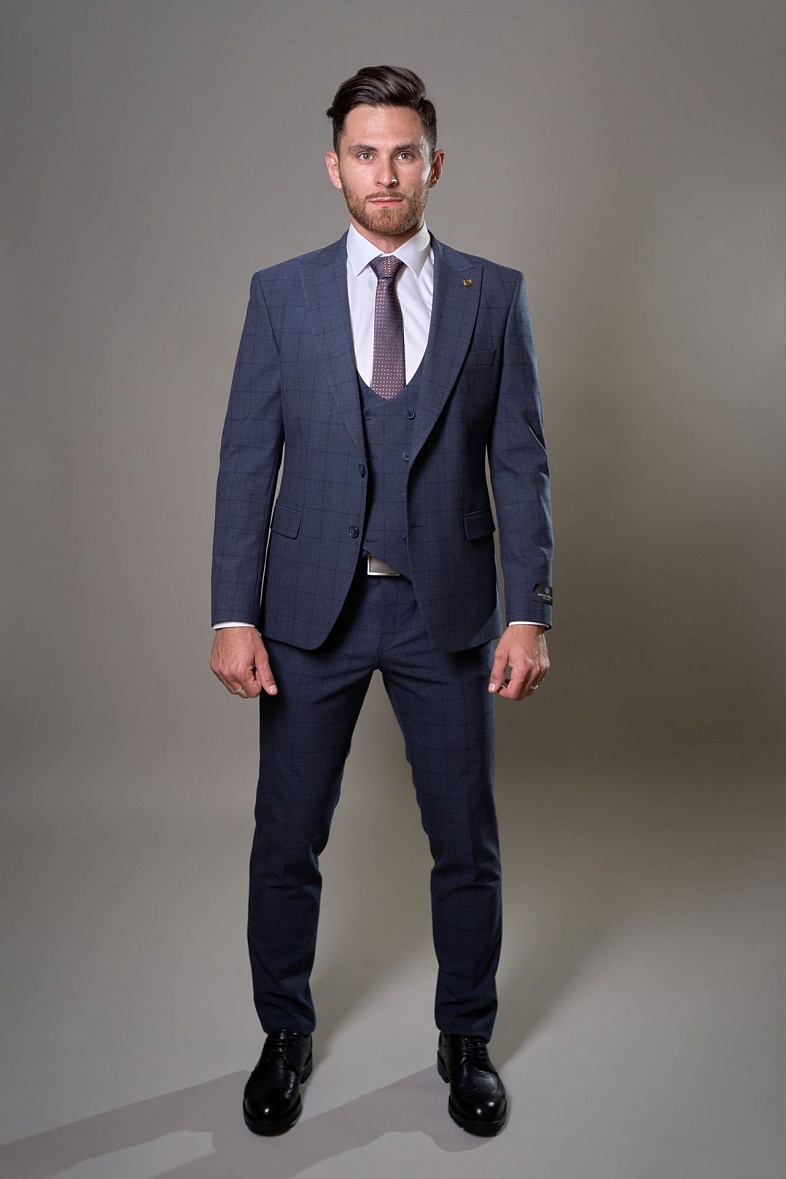 Костюм мужской классический тройка синий в клетку Simoni 1778 цв. СИНИЙ